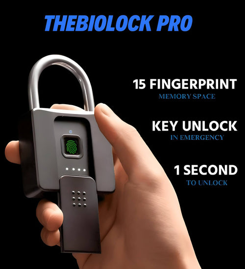 BiolockPro fingerprint padlock offers quick access, robust construction, long-lasting battery, and multiple unlocking options, providing ultimate security